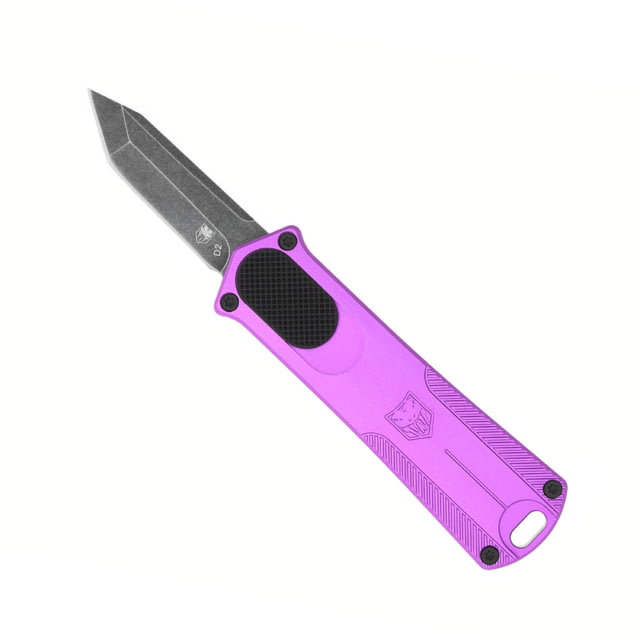 CobraTec Knives California 952 OTF Knife 1.75in Stonewashed D2 Steel Non-Serrated Tanto Blade Purple Handle - Cobratec Knives