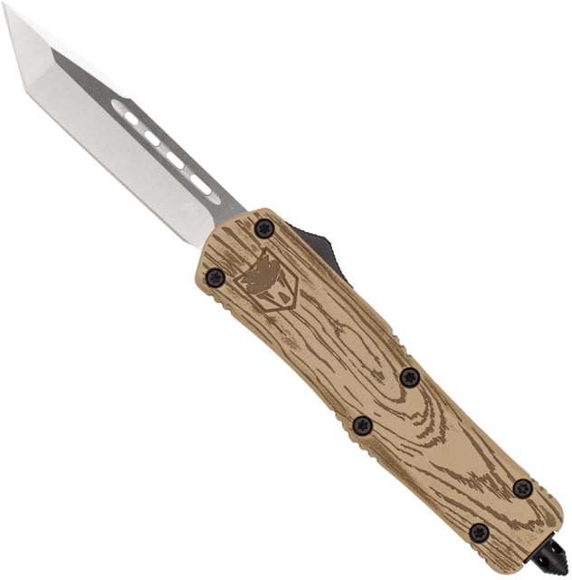 CobraTec Knives Medium FS-3 OTF Automatic Folding Knife 3in D2 Steel Tanto Aluminum Wood Handle