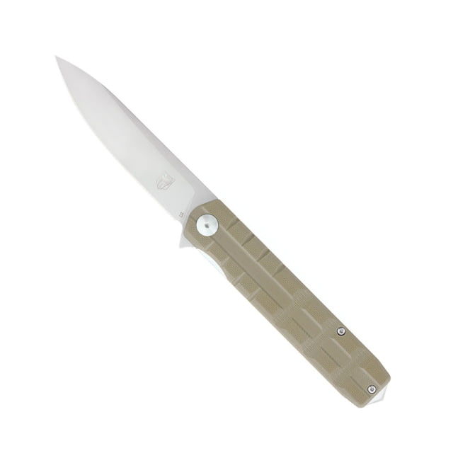 CobraTec Knives Large Kuzio Folding Knive 3.75in D2 Lightly Stonewashed Drop Blade Tan - Cobratec Knives