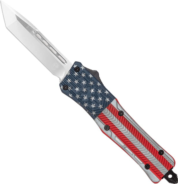 Cobra Tec Knives CTK-1 OTF Large Automatic Folding Knives 3.75in D2 Steel Tanto Not Serrated American Flag - Cobratec Knives