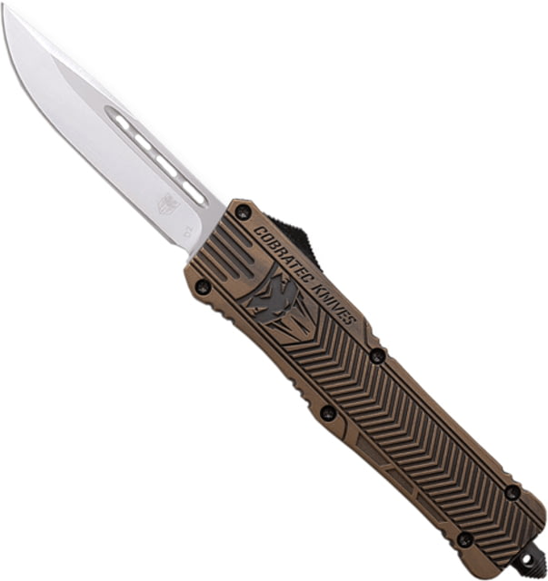 CobraTec Knives CTK-1 Medium OTF Automatic Folding Knife 3in D2 Steel Drop Not Serrated Cerakote Bronze Distressed - Cobratec Knives