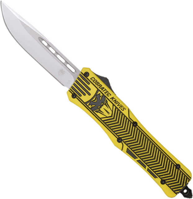 CobraTec Knives CTK-1 Medium OTF Automatic Folding Knife 3in D2 Steel Drop Not Serrated Yellow w/ Graphite Black - Cobratec Knives