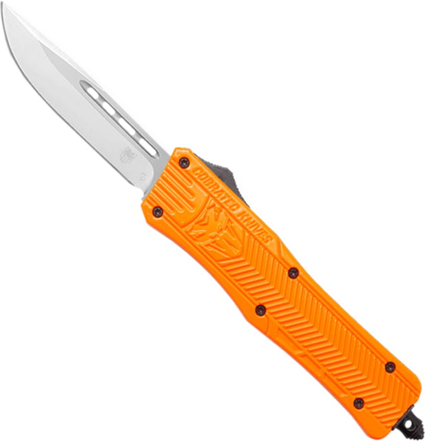 CobraTec Knives CTK-1 Medium OTF Automatic Folding Knife 3in D2 Steel Drop Not Serrated Aluminum Alloy Orange Handle - Cobratec Knives