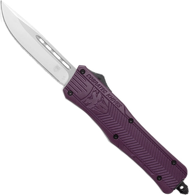 CobraTec Knives CTK-1 Medium OTF Automatic Folding Knife 3in D2 Steel Drop Not Serrated Aluminum Alloy Plum Handle - Cobratec Knives