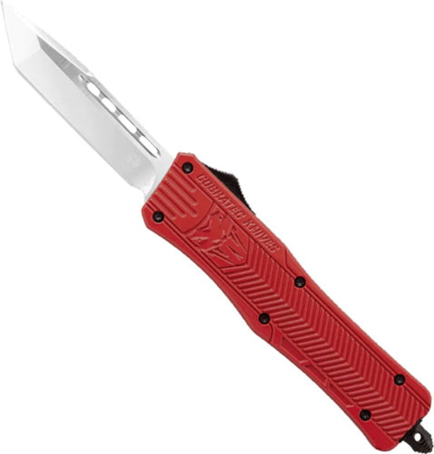 CobraTec Knives CTK-1 Medium OTF Knifes 3in D2 Steel Tanto Plain Blade Red Aluminum Handle - Cobratec Knives