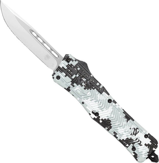 CobraTec Knives CTK-1 Medium OTF Automatic Folding Knife 3in D2 Steel Drop Not Serrated Winter Digi Camo - Cobratec Knives