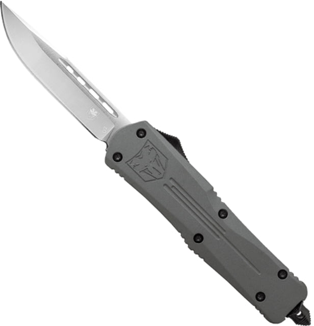 CobraTec Knives FS-3 Medium OTF Automatic Folding Knives 3in D2 Steel Drop Non-Serrated Blade Grey Handle - Cobratec Knives