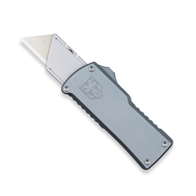 CobraTec Knives OTF Utility Automatic Folding Knives 2in Carbon Steel Blade Gray Aluminum Handle - Cobratec Knives