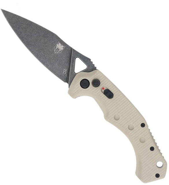 CobraTec Knives Ryker Automatic Folding Knives 3.75in D2 Stonewashed Drop Point Blade Tan Handle - Cobratec Knives