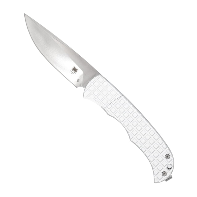 CobraTec Knives  Cyclone Hidden Release 3" OTF Plain Satin D2 Steel Blade 4" White Aluminum Handle - Cobratec Knives