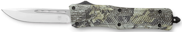 CobraTec Knives CTK-1 American Flag Medium 3" OTF Drop Point Plain D2 Steel Blade 5" Woodland Camo Aluminum Alloy Handle - Cobratec Knives