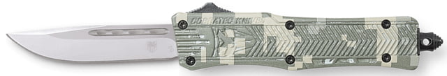 CobraTec Knives CTK-1 American Flag Small 2.75" OTF Drop Point Plain D2 Steel Blade 4.25" Digital Camo Aluminum Alloy Handle - Cobratec Knives