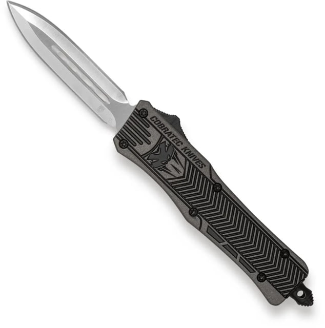 CobraTec Knives CTK-1 Medium OTF Knife 3in D2 Steel Dagger Plain Cerakote Aluminum Tungsten w/Graphite Black Handle - Cobratec Knives