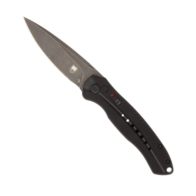 CobraTec Knives Diablo Side Button Auto Folding Knive 3.5in D2 Stonewash Steel Drop Blade Black - Cobratec Knives