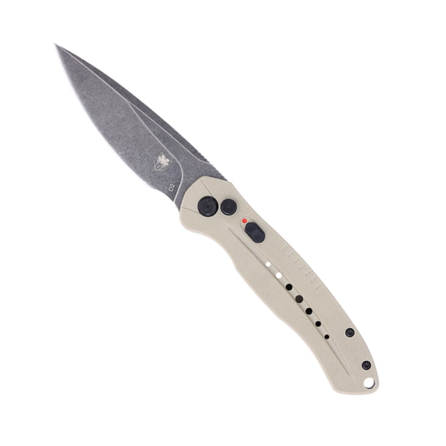 CobraTec Knives Diablo Side Button Auto Folding Knive 3.5in D2 Stonewash Steel Drop Blade Tan - Cobratec Knives