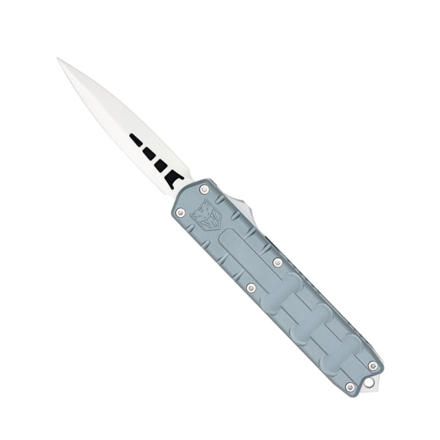 CobraTec Knives Large Enforcer OTF Automatic Folding Knife 3.25in M390 Steel Dagger Non-Serrated Grey Handle - Cobratec Knives