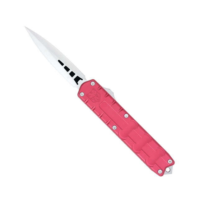 CobraTec Knives Large Enforcer OTF Knife 3.25in M390 Steel Dagger Non-Serrated Red Handle - Cobratec Knives