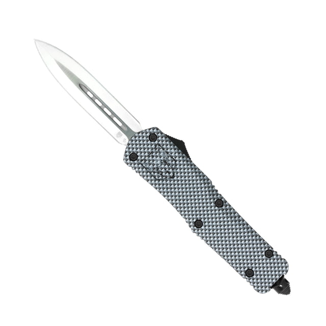 CobraTec Knives FS-3 Large OTF Automatic Folding Knife 3.5in D2 Steel Dagger Non-Serrated Blade Carbon Fiber Handle - Cobratec Knives