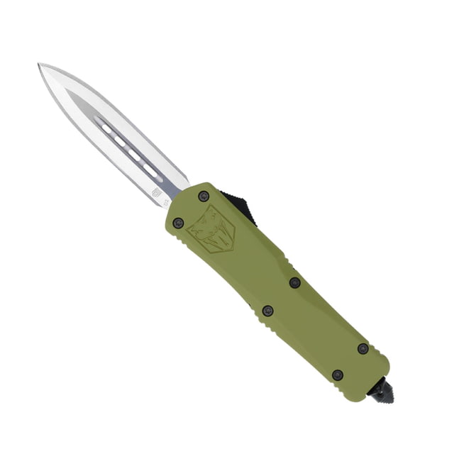 CobraTec Knives FS-3 Large OTF Automatic Folding Knife 3.5in D2 Steel Dagger Non-Serrated Blade Od Green Handle - Cobratec Knives