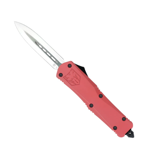 CobraTec Knives FS-3 Large OTF Automatic Folding Knife 3.5in D2 Steel Dagger Non-Serrated Blade Red Handle - Cobratec Knives