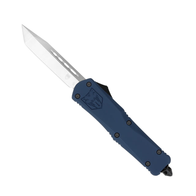 CobraTec Knives FS-3 Large OTF Automatic Folding Knife 3.5in D2 Steel Tanto Non-Serrated Blade Nypd Blue Handle - Cobratec Knives
