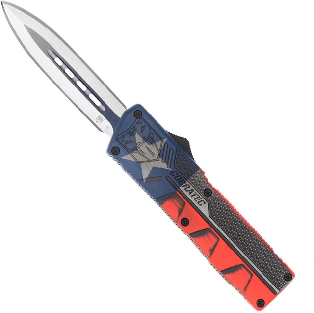 CobraTec Knives Lightweight OTF Automatic Folding Knives 3.25in D2 Steel Dagger Plain Texas Cerakote Aluminum Handle - Cobratec Knives