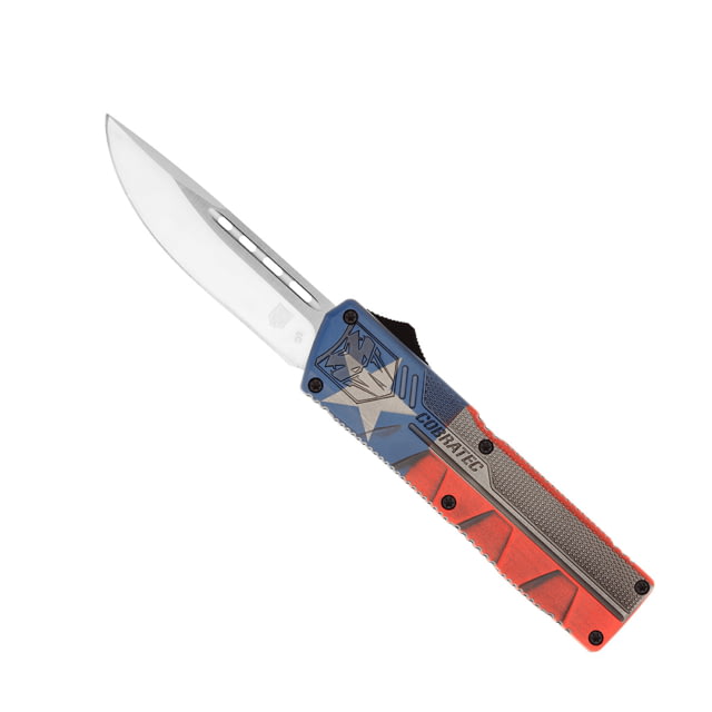 CobraTec Knives Lightweight OTF Automatic Folding Knives 3.25in D2 Steel Drop Non-Serrated Cerakote/Tx Flag Handle - Cobratec Knives