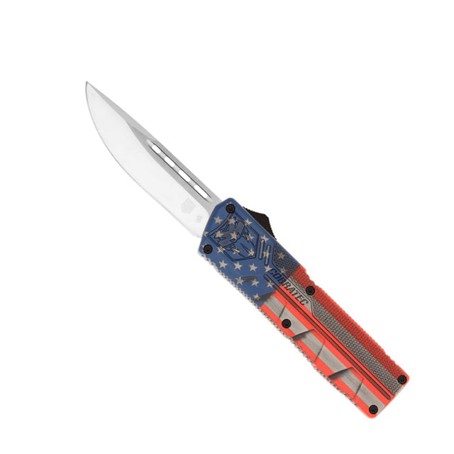 CobraTec Knives Lightweight OTF Automatic Folding Knives 3.25in D2 Steel Drop Non-Serrated Cerakote/USA Flag Handle - Cobratec Knives