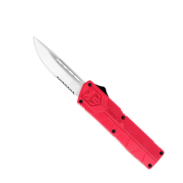 CobraTec Knives Lightweight OTF Knife 3.25in D2 Steel Drop Serrated Red Handle - Cobratec Knives