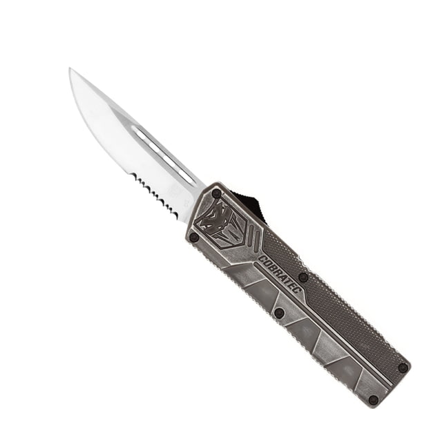 CobraTec Knives Lightweight OTF Knife 3.25in D2 Steel Drop Serrated Stonewash Handle - Cobratec Knives