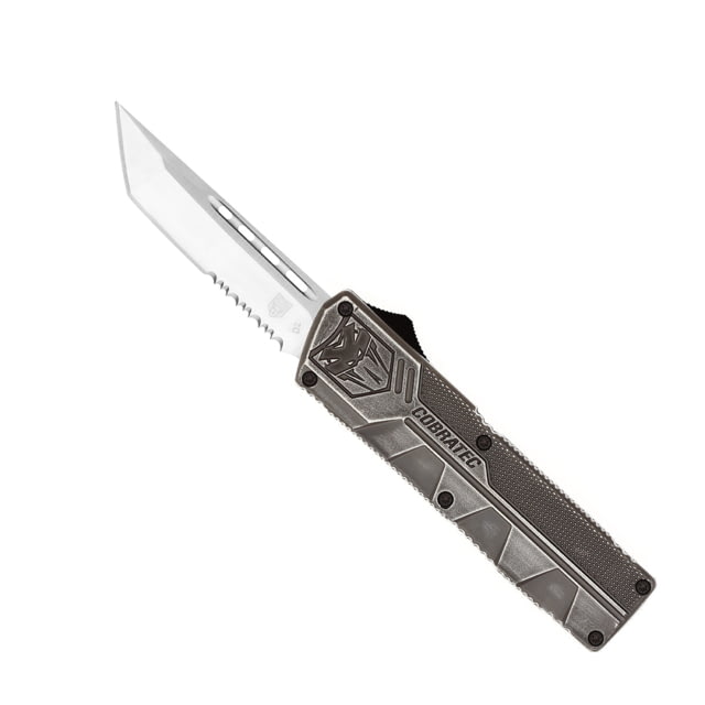 CobraTec Knives Lightweight OTF Knife 3.25in D2 Steel Tanto Serrated Stonewash Handle - Cobratec Knives