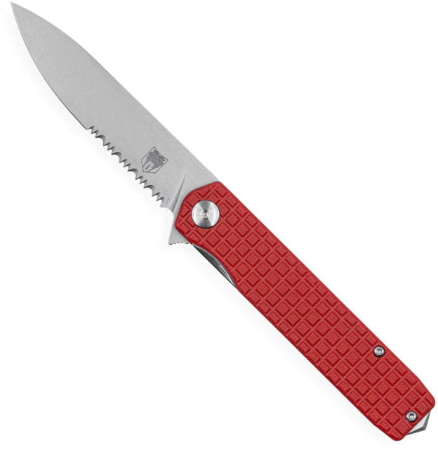 CobraTec Knives Medium Cayden Folding Knives 3.25in D2 Stonewashed Serrated Drop Point Red G10 Handle - Cobratec Knives
