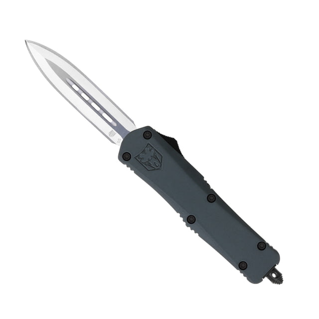 CobraTec Knives FS-3 Medium OTF Automatic Folding Knives 3in D2 Steel Dagger Non-Serrated Blade Grey Handle - Cobratec Knives