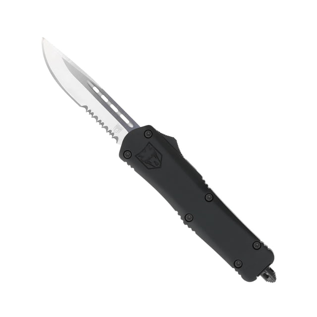 CobraTec Knives FS-3 Medium OTF Automatic Folding Knives 3in D2 Steel Drop Serrated Blade Black Handle - Cobratec Knives