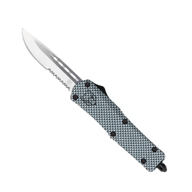 CobraTec Knives FS-3 Medium OTF Automatic Folding Knives 3in D2 Steel Drop Serrated Blade Carbon Fiber Handle - Cobratec Knives