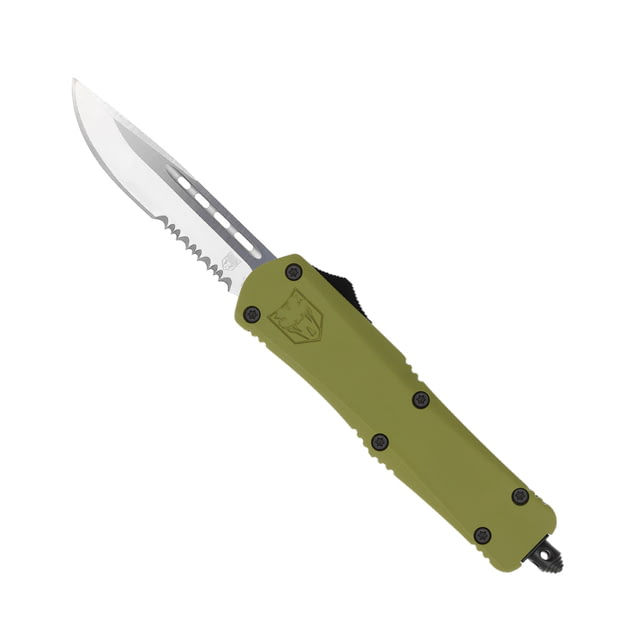 CobraTec Knives FS-3 Medium OTF Automatic Folding Knives 3in D2 Steel Drop Serrated Blade Od Green Handle - Cobratec Knives