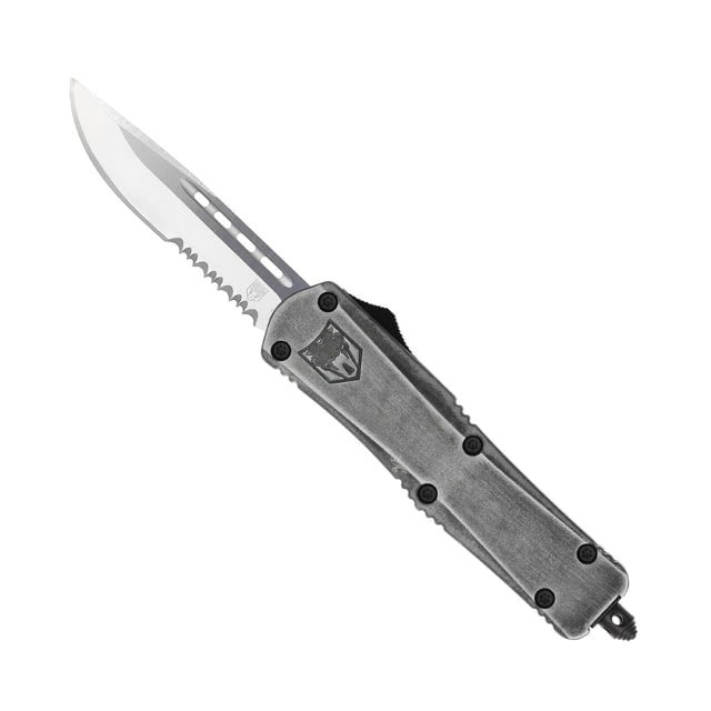 CobraTec Knives FS-3 Medium OTF Automatic Folding Knives 3in D2 Steel Drop Serrated Blade Stonewash Handle - Cobratec Knives