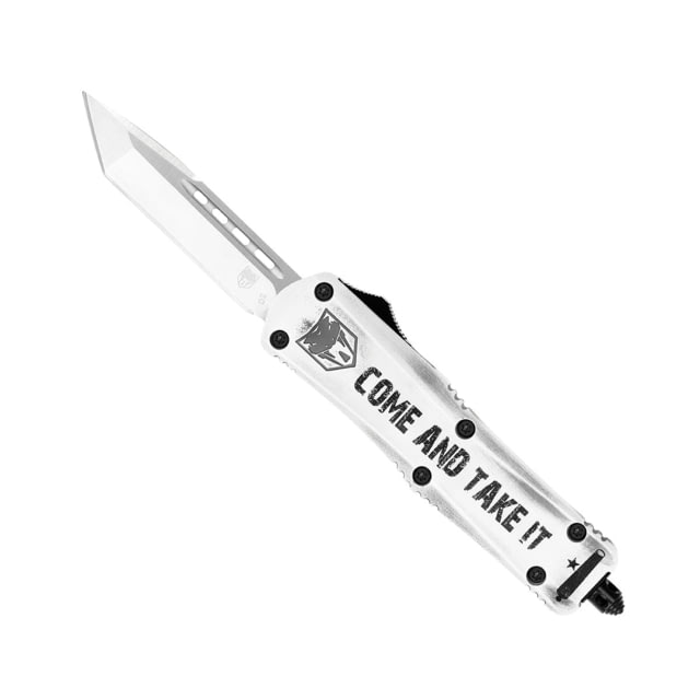 Cobratec Knives CobraTec Knives FS-3 Medium OTF Automatic Folding Knives 3in D2 Steel Tanto Non-Serrated Blade Cerakote/Come And Take It Handle - $159.99 at Optics Planet