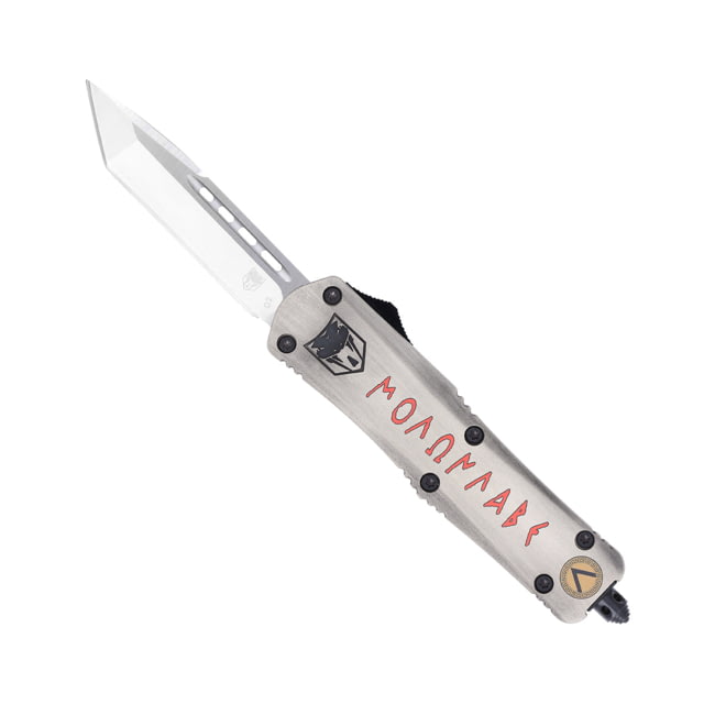 CobraTec Knives Medium FS-3 OTF Knife 3in D2 Steel Tanto Non-Serrated Blade Cerakote/Molon Labe Handle - Cobratec Knives