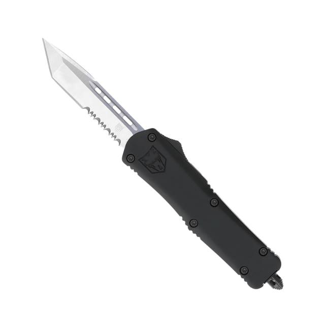 CobraTec Knives FS-3 Medium OTF Automatic Folding Knives 3in D2 Steel Tanto Serrated Blade Black Handle - Cobratec Knives