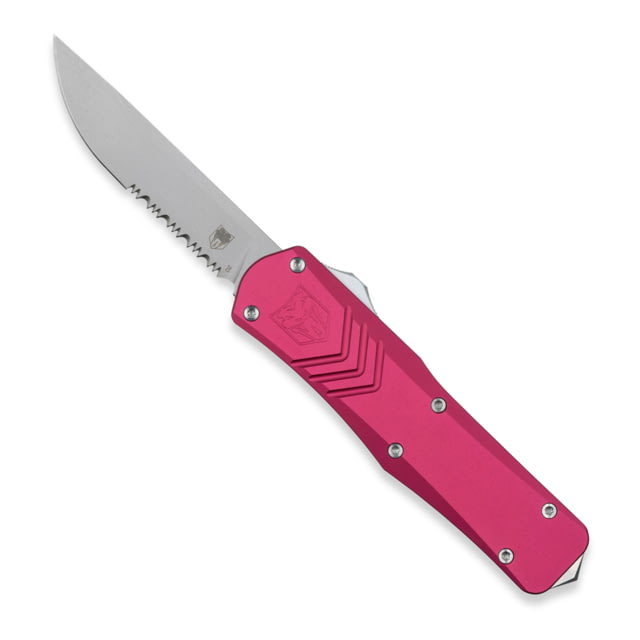CobraTec Knives FS-X Medium Gen II OTF Automatic Folding Knife 3in Stonewashed D2 Steel Blade Drop Serrated Blade Red Handle - Cobratec Knives