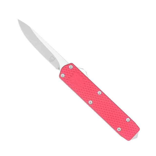 CobraTec Knives Mini Mamba Gen II OTF Automatic Folding Knife 2.25in D2 Steel Plain Stonewashed D2 Steel Red Textured Handle - Cobratec Knives