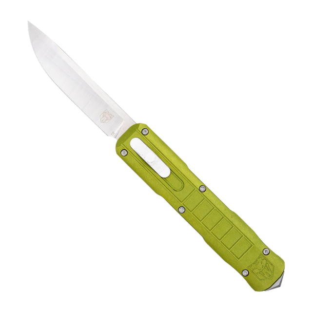 CobraTec Knives Raptor OTF 3.13 in Folding Knife D2 Steel Blade Drop Point Not Serrated Aluminum Switch OD Green - Cobratec Knives