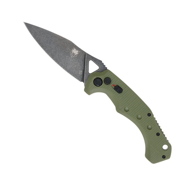 CobraTec Knives Ryker Automatic Folding Knives 3.75in D2 Stonewashed Drop Point Blade Od Green Handle - Cobratec Knives