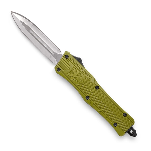 CobraTec Knives CTK-1 Small OTF Automatic Folding Knife 2.75in D2 Steel Dagger Non-Serrated Blade Od Green Handle - Cobratec Knives