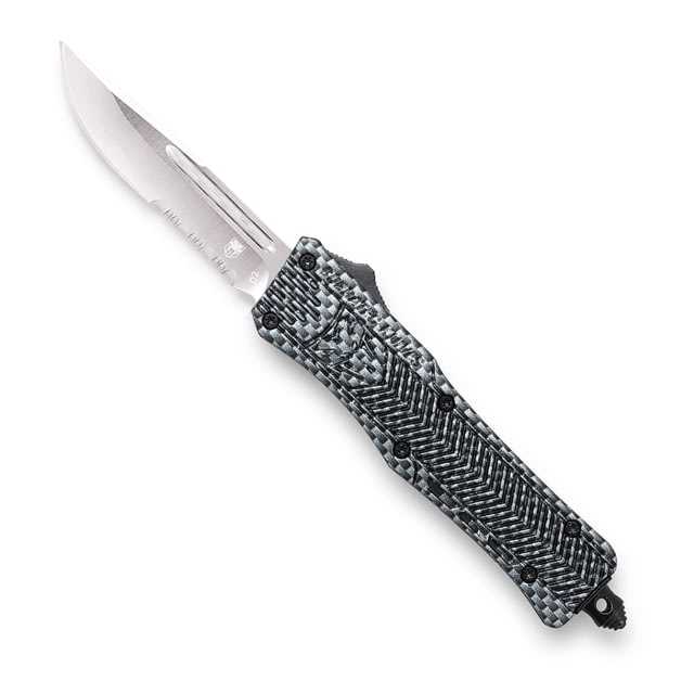 CobraTec Knives CTK-1 Small OTF Automatic Folding Knife 2.75in D2 Steel Drop Serrated Blade Carbon Fiber Handle - Cobratec Knives
