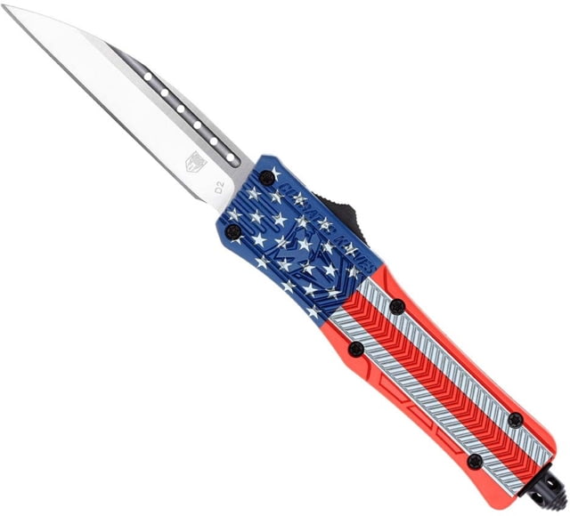 CobraTec Knives CTK-1 Small OTF Automatic Folding Knives 2.75in D2 Steel Wharncliffe Plain Blade Cerakote American Flag Handle - Cobratec Knives