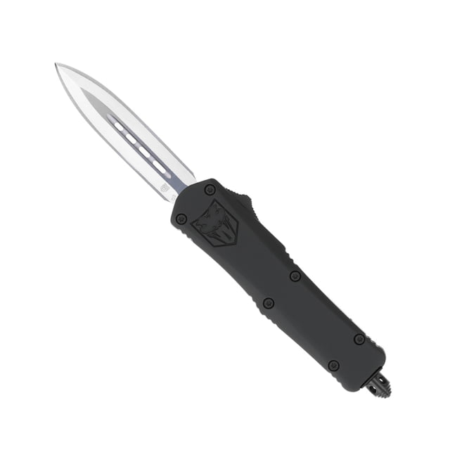 CobraTec Knives FS-3 Small OTF Automatic Folding Knife 2.75in D2 Steel Dagger Non-Serrated Blade Black Handle - Cobratec Knives