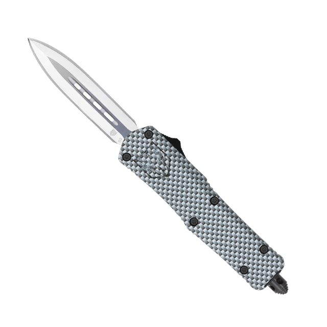 CobraTec Knives FS-3 Small OTF Automatic Folding Knife 2.75in D2 Steel Dagger Non-Serrated Blade Carbon Fiber Handle - Cobratec Knives