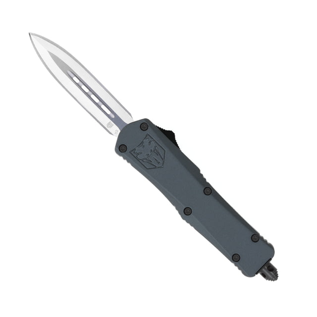 CobraTec Knives Small FS-3 OTF Knife 2.75in D2 Steel Dagger Non-Serrated Blade Grey Handle - Cobratec Knives